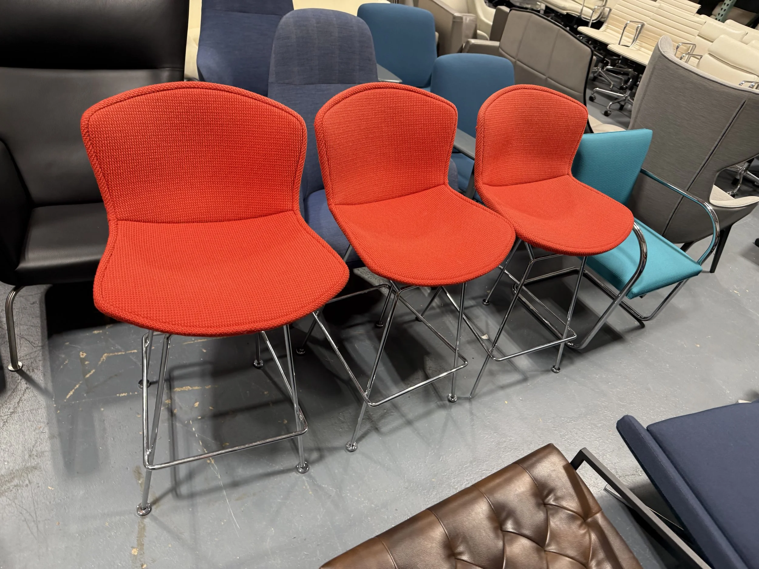 KNOLL Bertoia Bar Stools with Full Covers SET OF 3