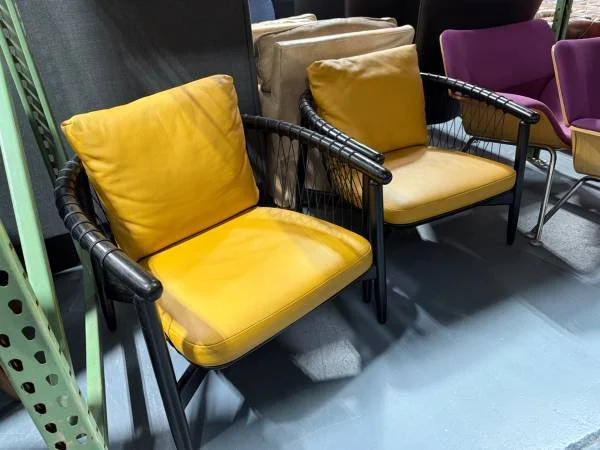 Herman Miller Geiger Leather Crosshatch Lounge Arm Chairs 2 AVAILABLE