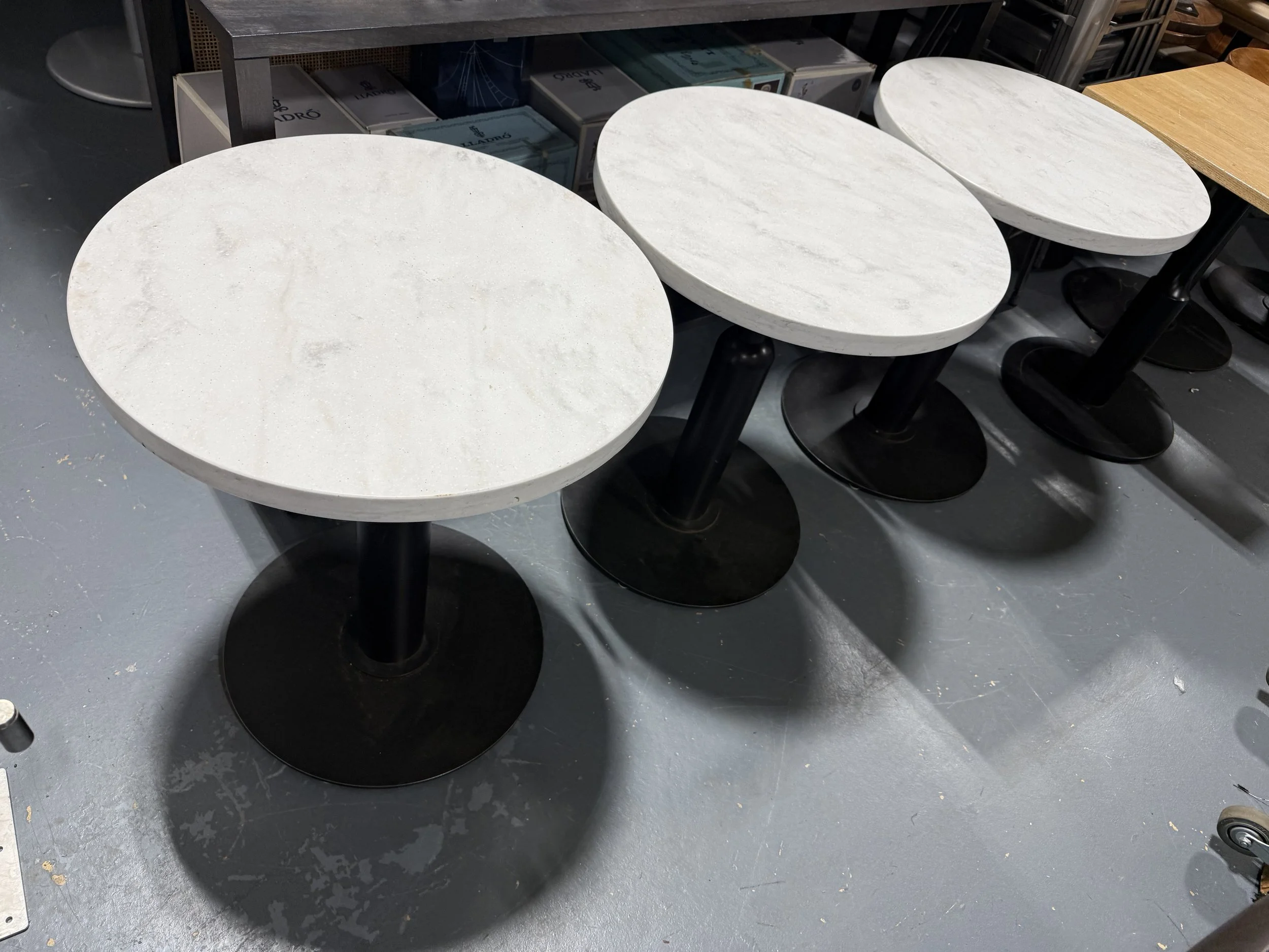West Elm Commercial Grade Round Stone Dining Cafe Tables 3 AVAILABLE