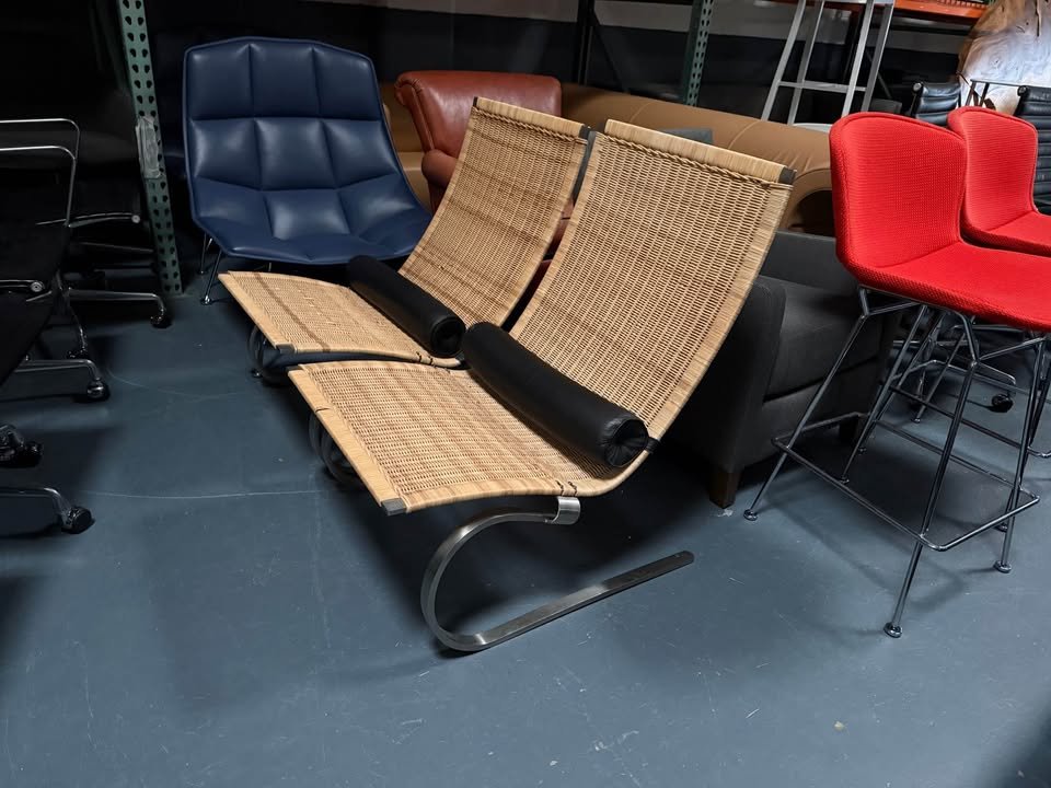 Modern Rattan Lounge Chairs PAIR