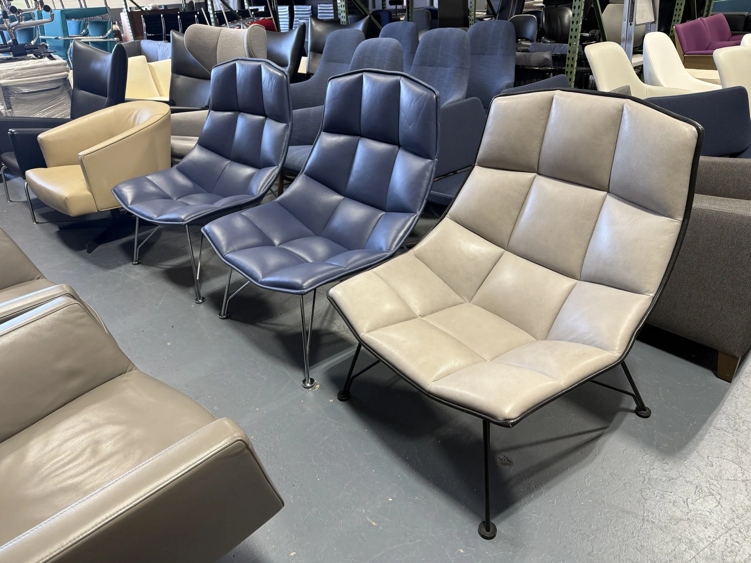 Knoll Jehs Laub Leather Lounge Chairs 3 AVAILABLE