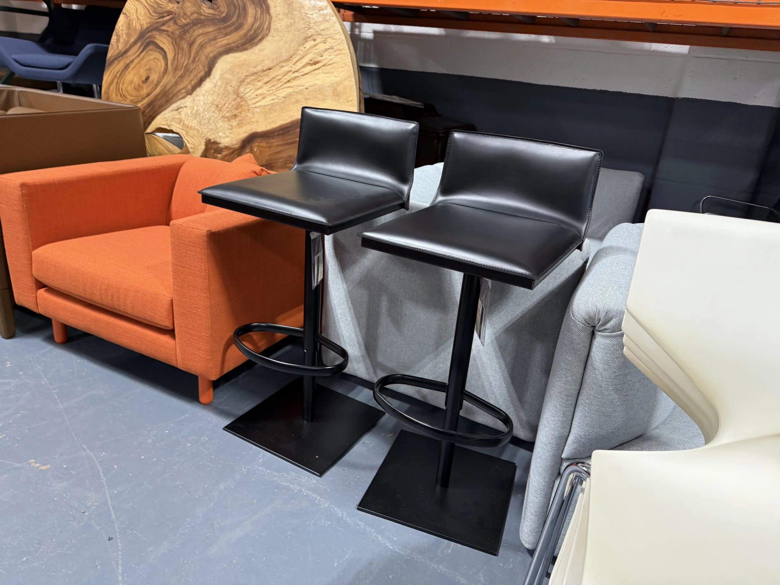 DWR Leather BOTTEGA Piston Stools 2 AVAILABLE NEW