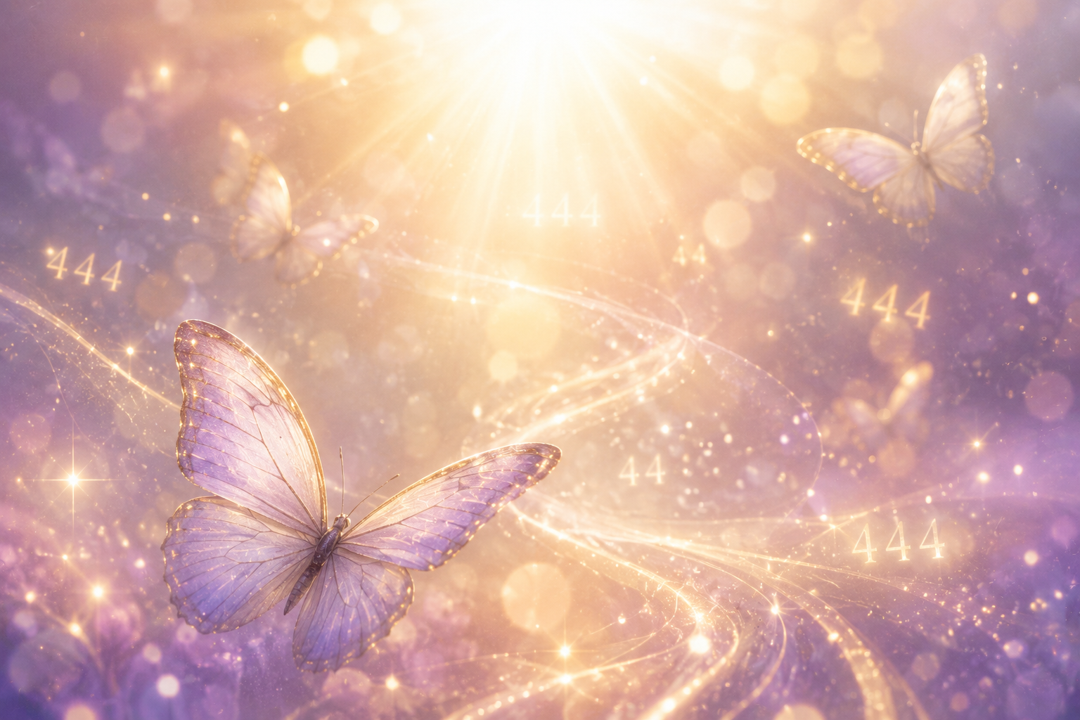 Magical glowing butterlies with signs surrounding them