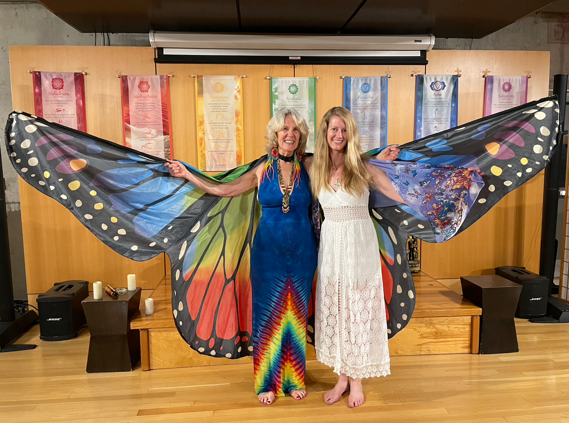 Anodea Judith and Lindsey Frank embodying the butterfly heart