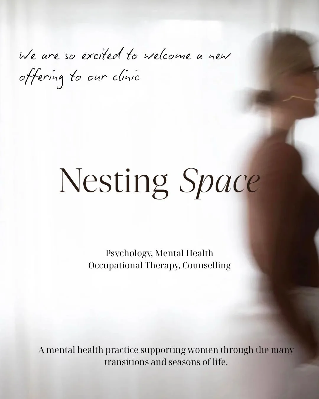 We are so excited to welcome a new offering to our special little clinic. 

@nestingspace_ is a mental health practice supporting women through the many transitions and seasons of life. 🤍

The team offers Clinical Psychology, Mental Health Occupatio