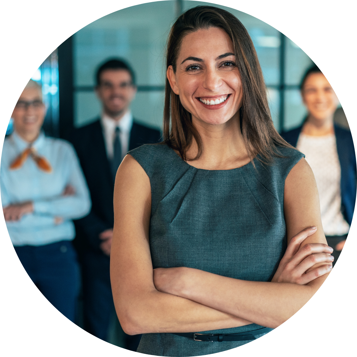 A smiling women in a thriving workplace