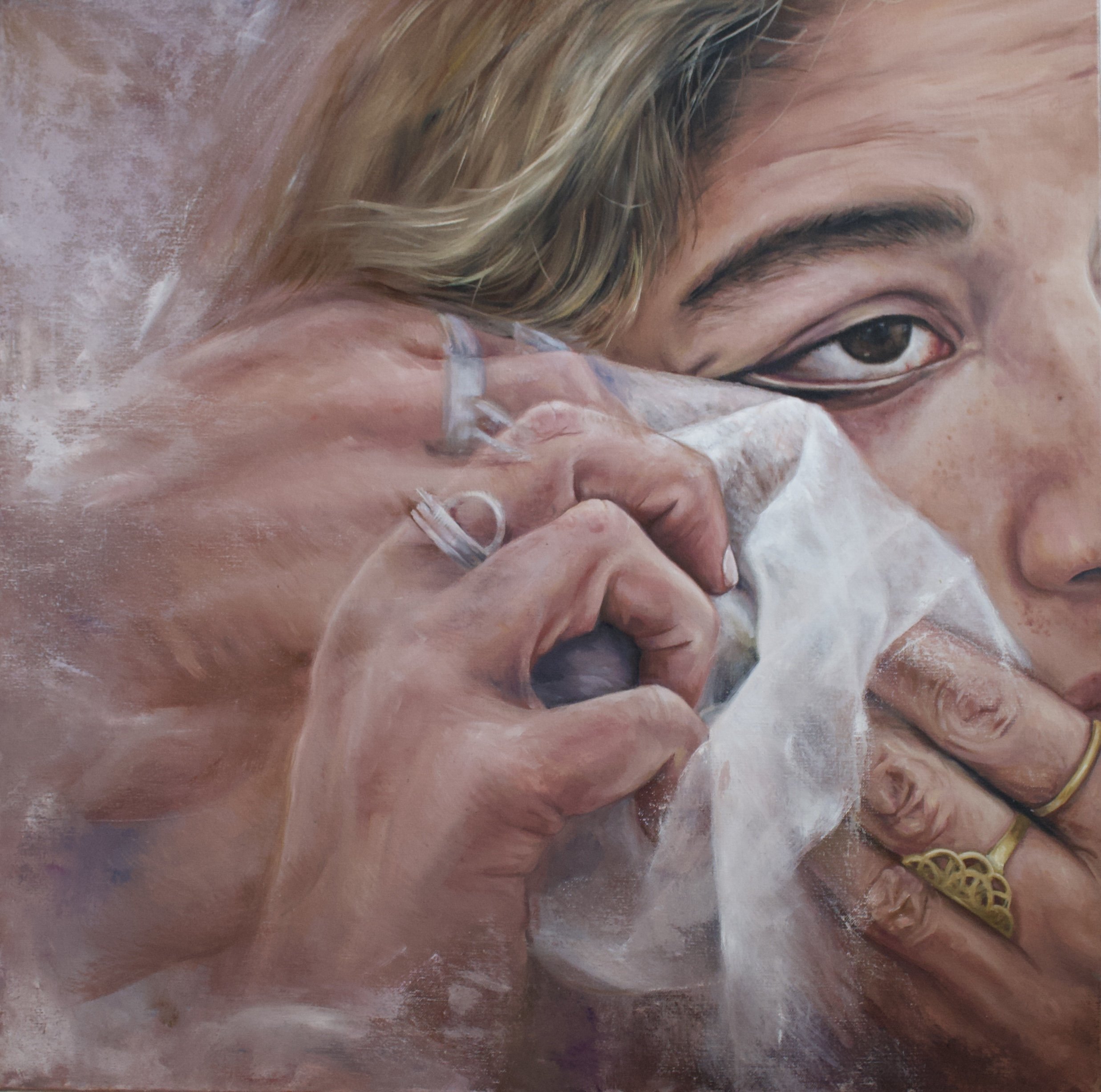 Calliandra Oil in Canvas 70cmx70cm 2023