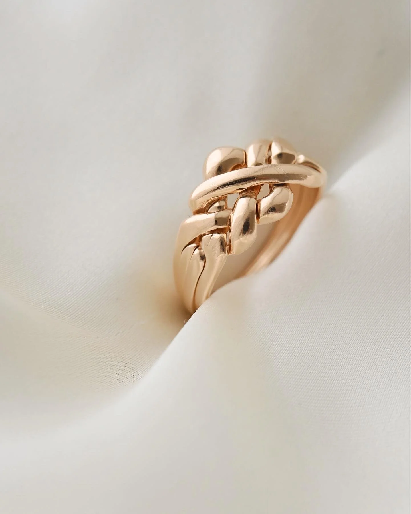 Rare Vintage Puzzle Ring Size 8 US 18K Rose Gold Oldmine