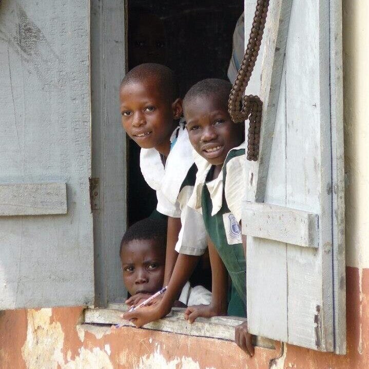 School children in window