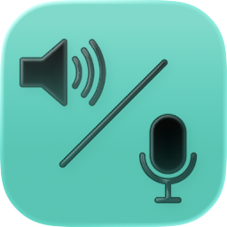 Icon representing audio settings with a speaker, sound waves, a slider, and a microphone.