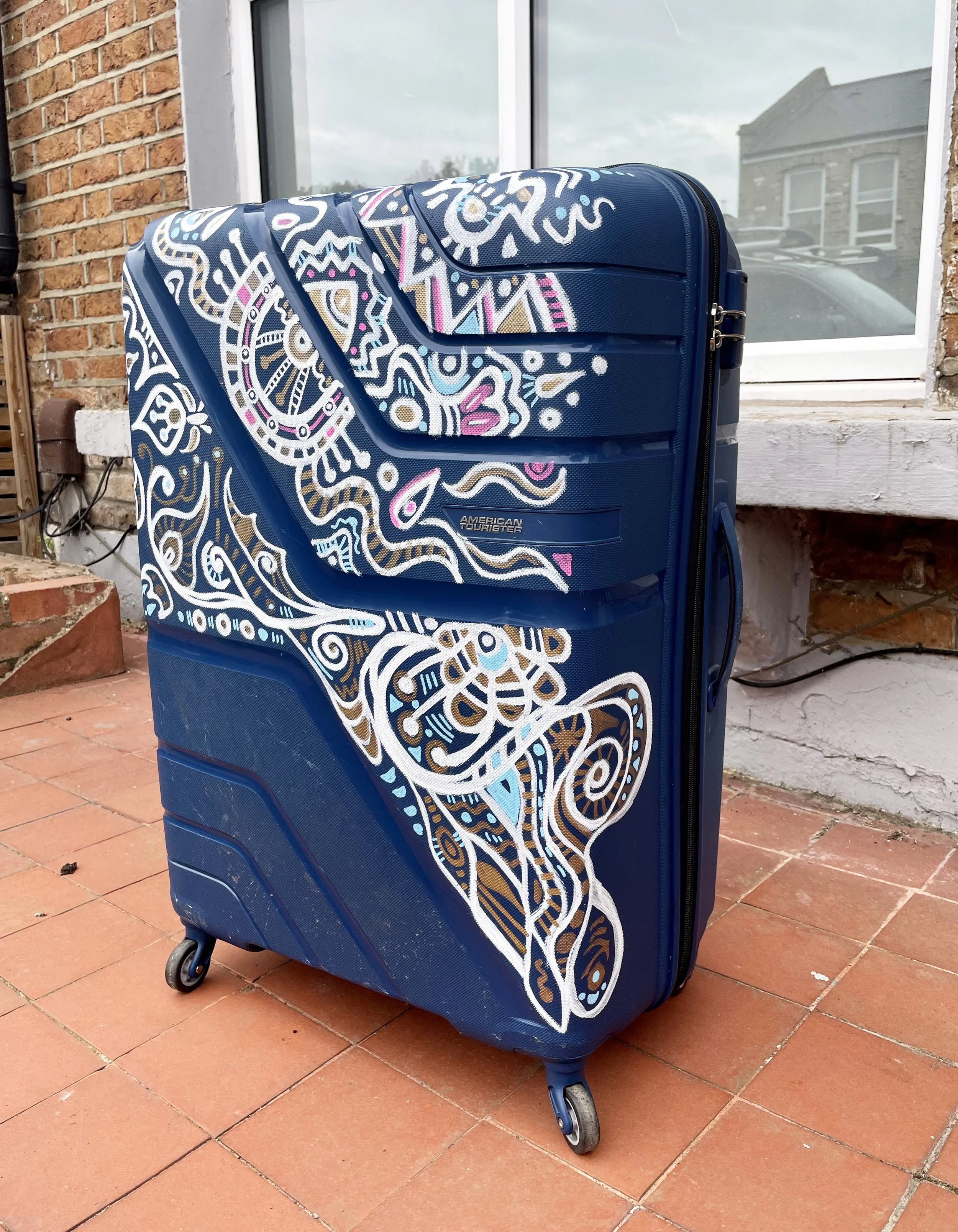 Suitcase Blue  - Doodle