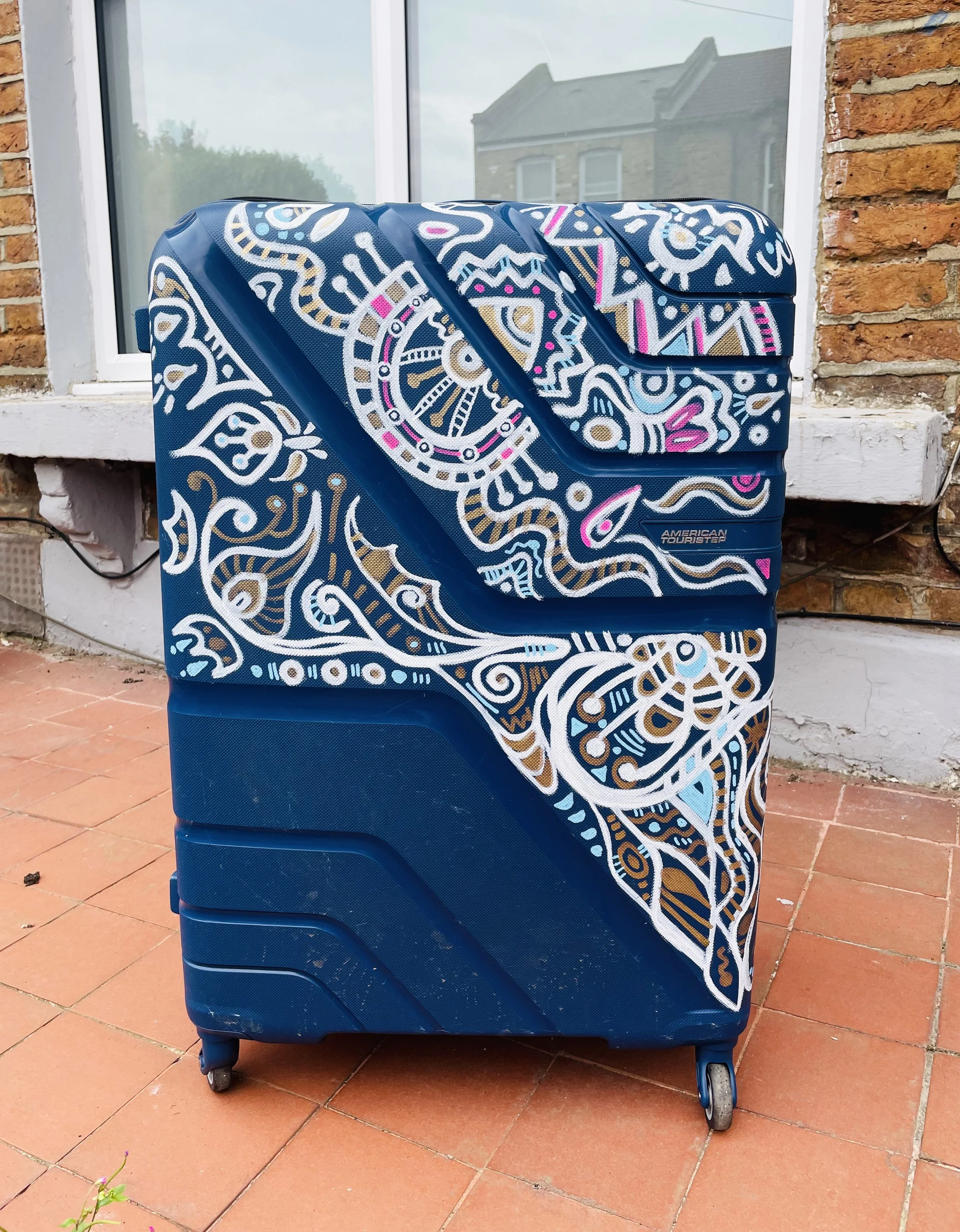 Suitcase Blue  - Doodle
