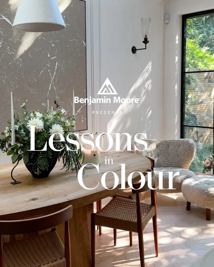 ad. Our lesson in colour with @BenjaminMooreUK. Using warm neutrals to envelope our space, colour washing adds scale and allows your furnishings and tactile touches to sing. Recreate the look of our colour washed walls with the elegance of Benjamin M