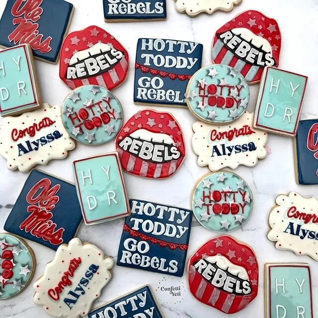 Grad set for someone who is Ole Miss bound! I found all these fun designs on Red Bubble- 
Rebel lips by kathietherose
Hoddy Toddy by Indy555
HYDR by Katevong19
Hoddy Toddy Go Rebels by @sophisticatedposies on Pinterest

I love great graphic design! A