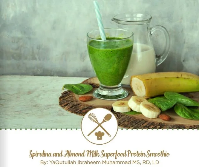 Spirulina and Almond Milk Super food Protein Smoothie