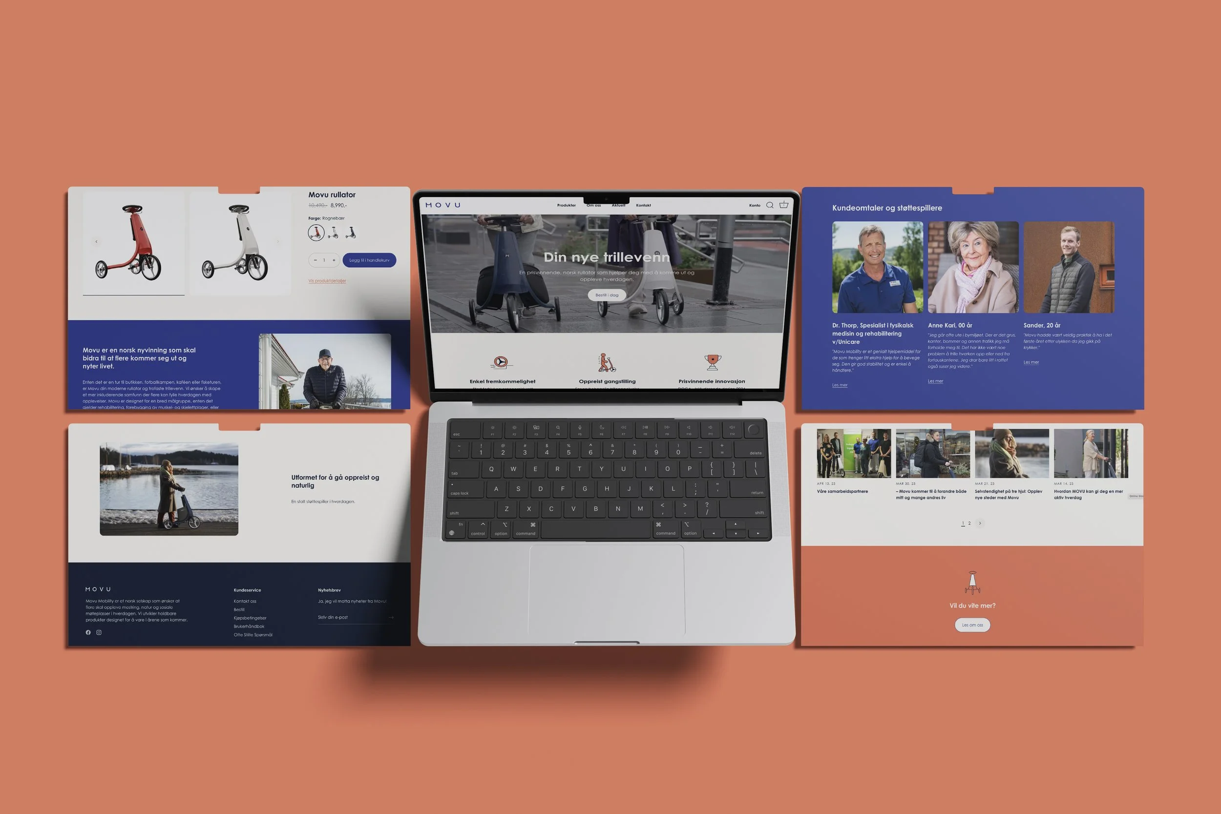 Movu Mockup nettside med blå og hvite farger