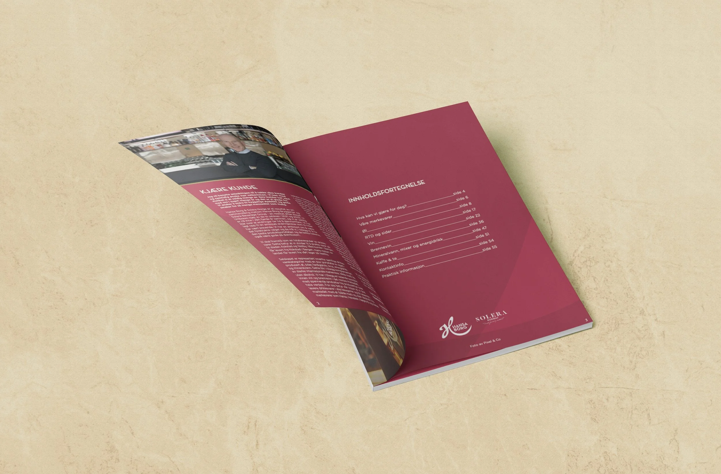 Hansa Borg Solera magasin innside i vinrøde farger