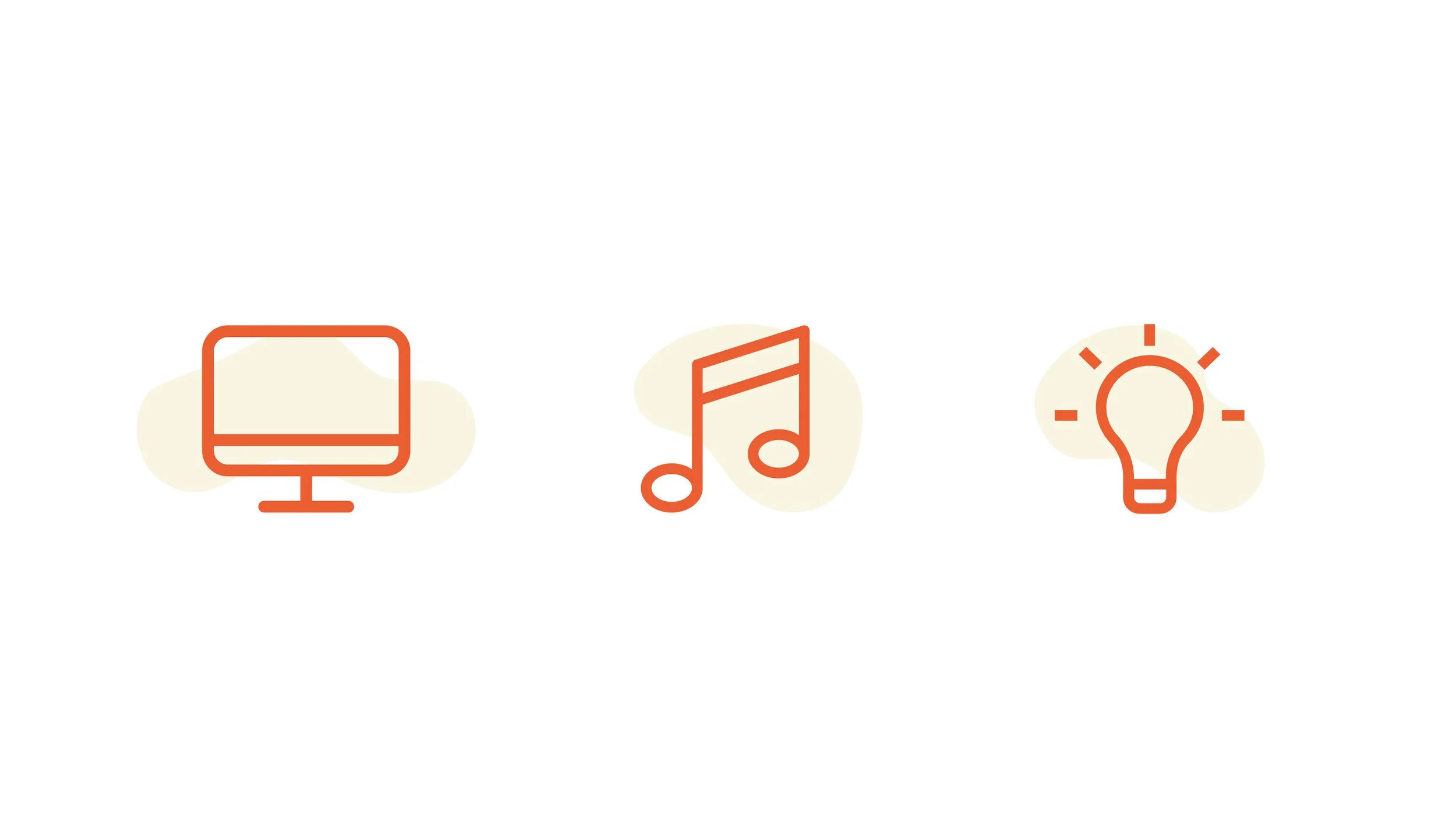 vignetten ikoner, ikon av pc, ikon av musikknote, ikon av lyspære