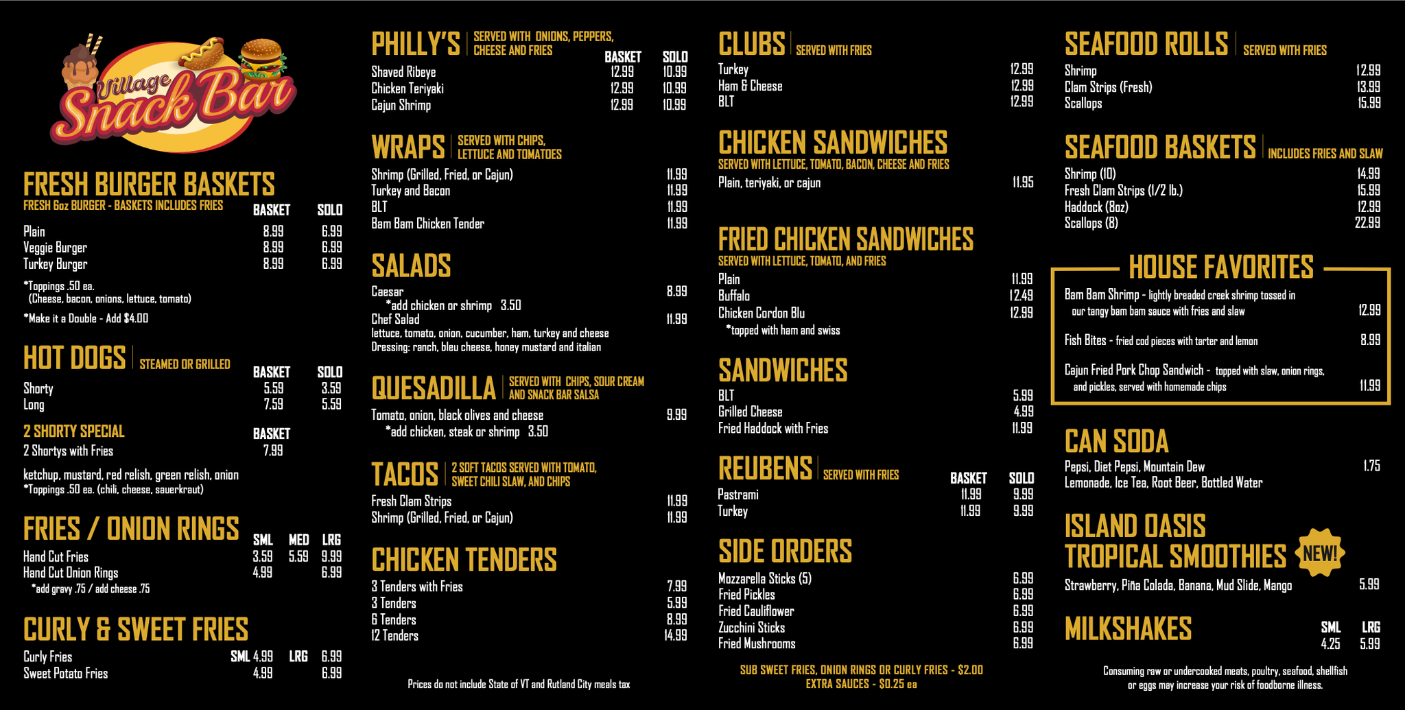 Menu — Village Snack Bar