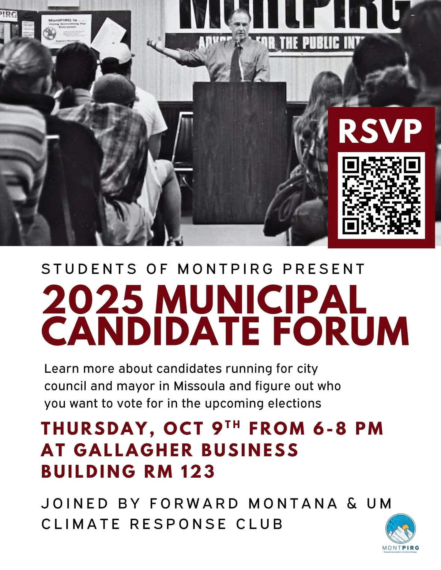 Join MontPIRG and your local candidates in mayoral and city commission elections to learn more about affordable housing, public transportation, environmental sustainability, taxes/budgets, and much more straight from their mouths!🎤
Be an educated v