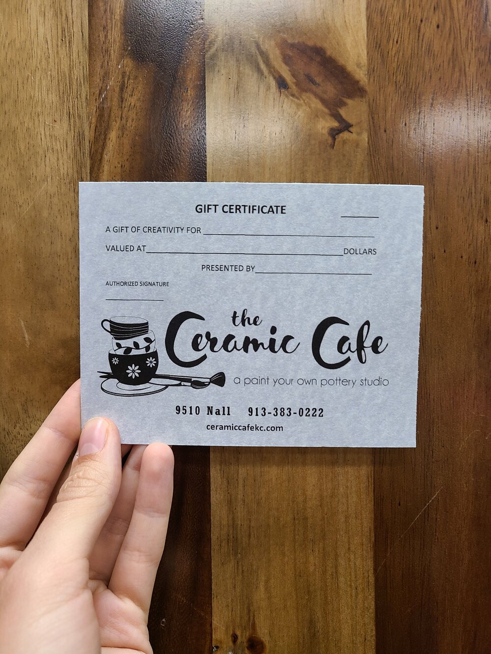 Certificat-cadeau Ceramic Cafe