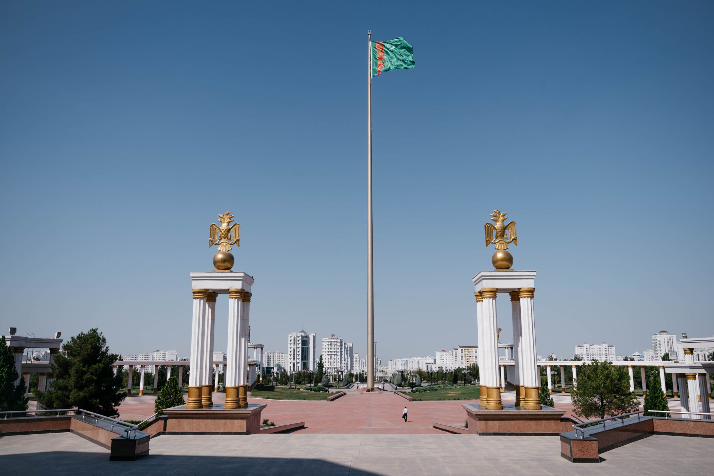  A solitary figure outside the Ashgabat National Museum of History 