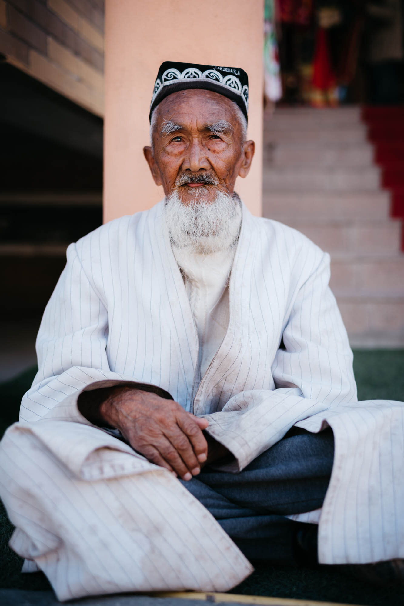  An Uyghur man in a traditional hat 