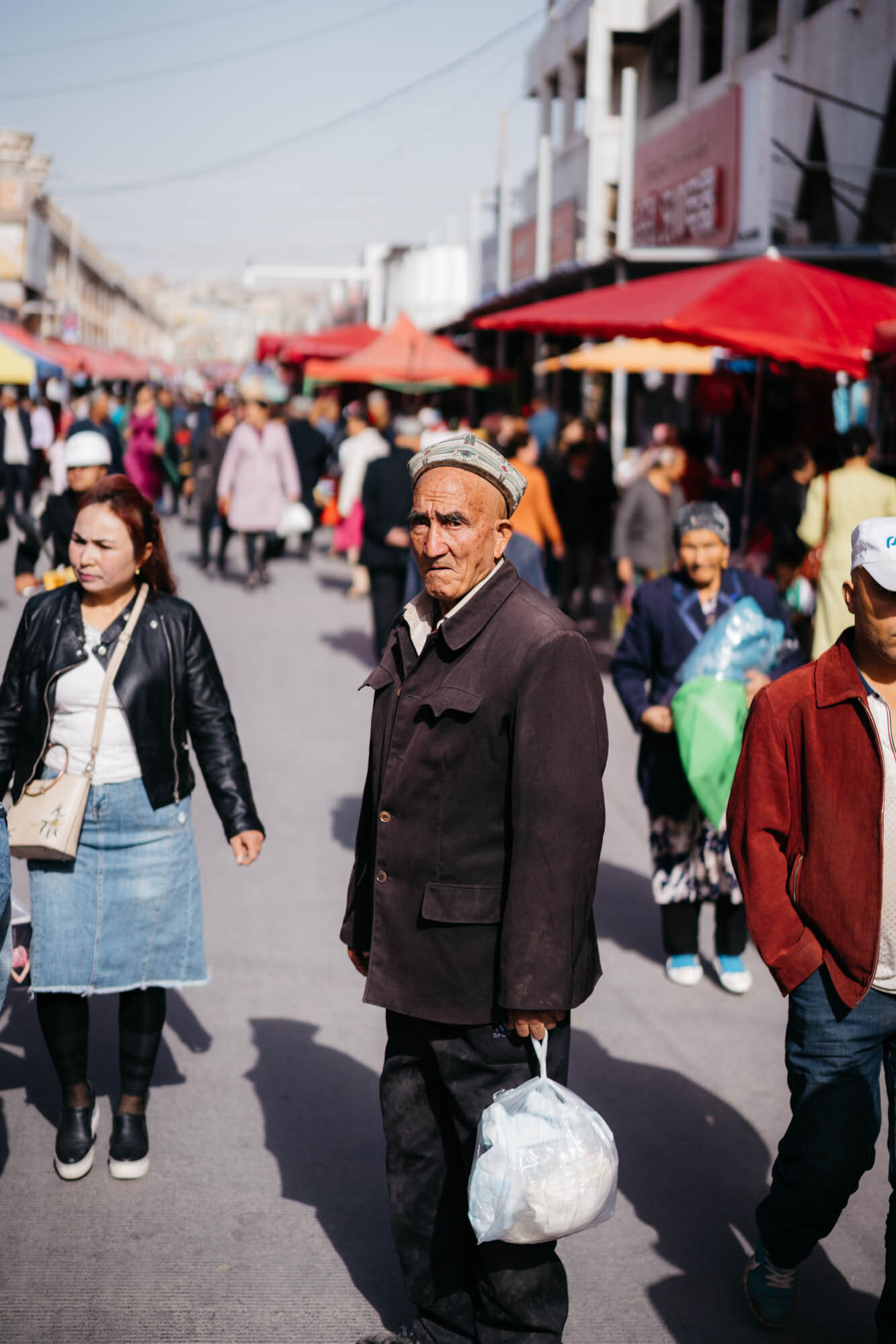  A Uyghur man at the bazaar 