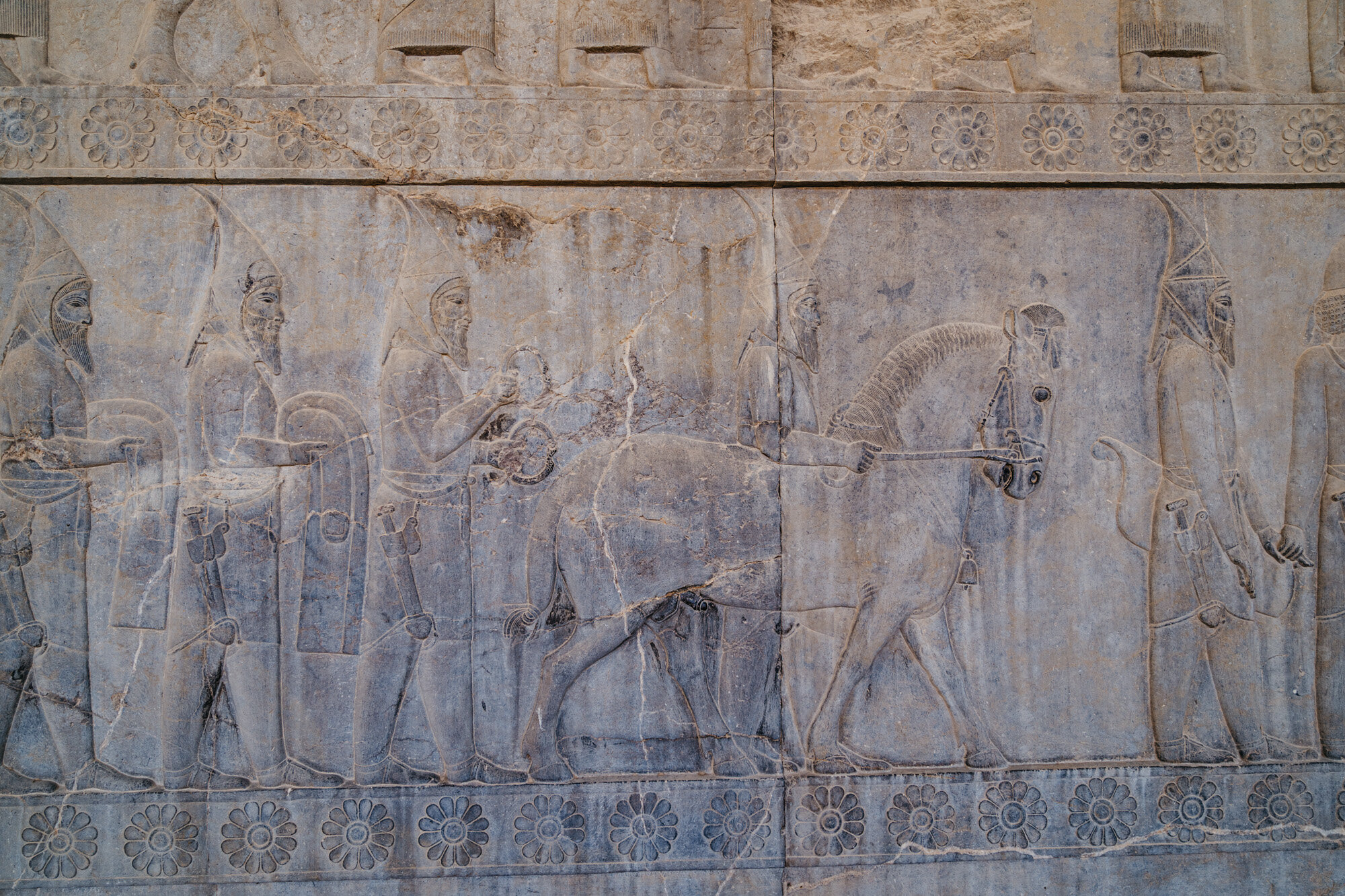  Bas reliefs  depict delegations from across the Persian empire bringing tribute to the Achaemenid kings 