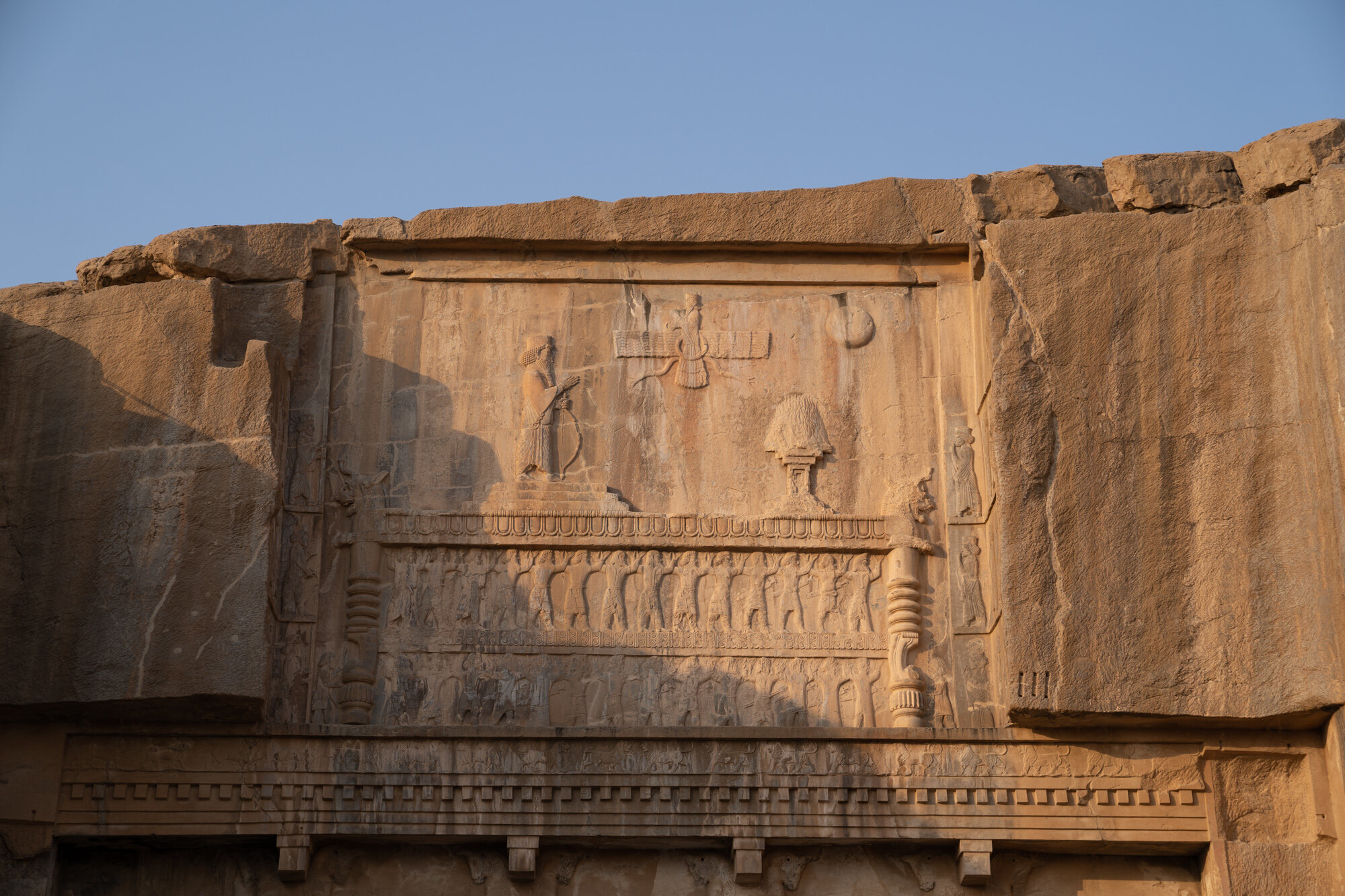  The tomb of Artaxerxes II, the Zoroastrian Faravahar symbol can be seen at the top 