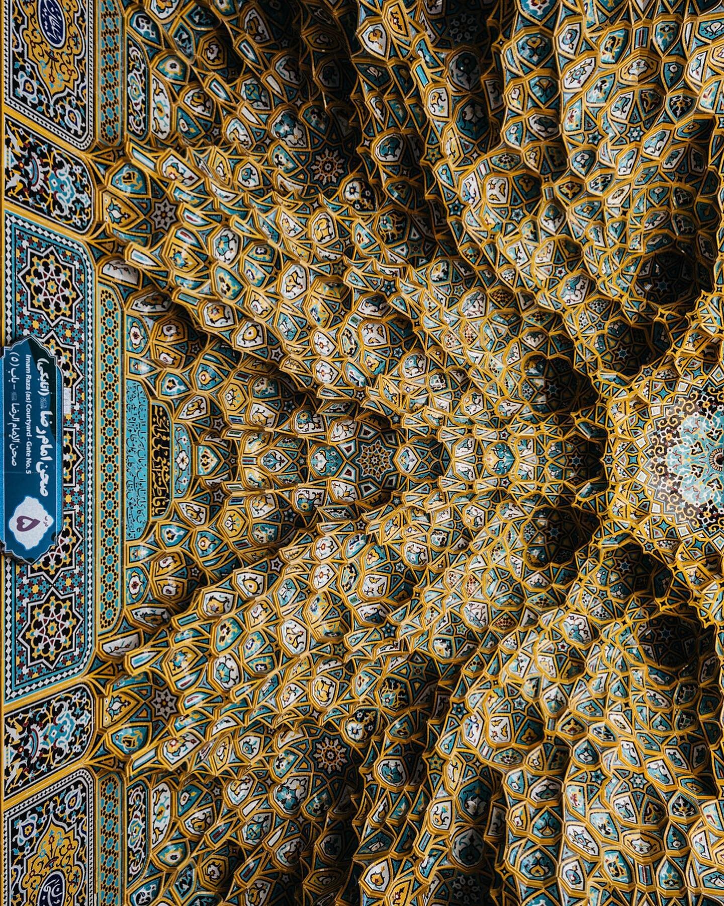 Ceiling details from the Shrine of Fatima Masumeh in Qom. This photo features in my new exhibition &lsquo;The Silk Road: A Living History&rsquo; in London&rsquo;s King&rsquo;s Cross. Presented by @akf_uk. 
&mdash;&mdash;&mdash;
#iran #geometry #cntra