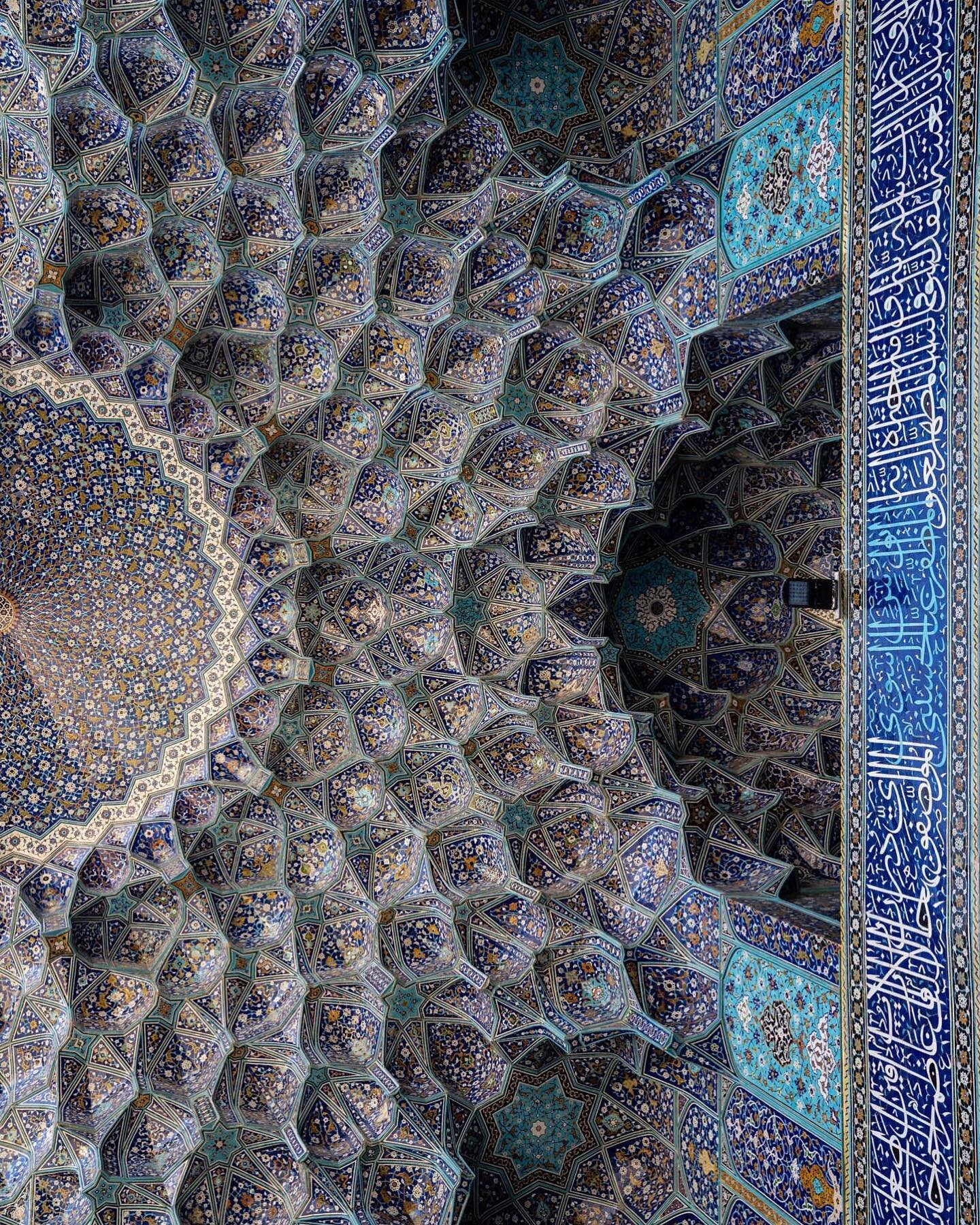 Ceiling details from the Shah mosque in Isfahan, Iran. I sadly had to leave this one out of the physical exhibition of &lsquo;The Silk Road: A Living History&rsquo; but it does appear in the online exhibition! Search &lsquo;Silk Road Living History&r