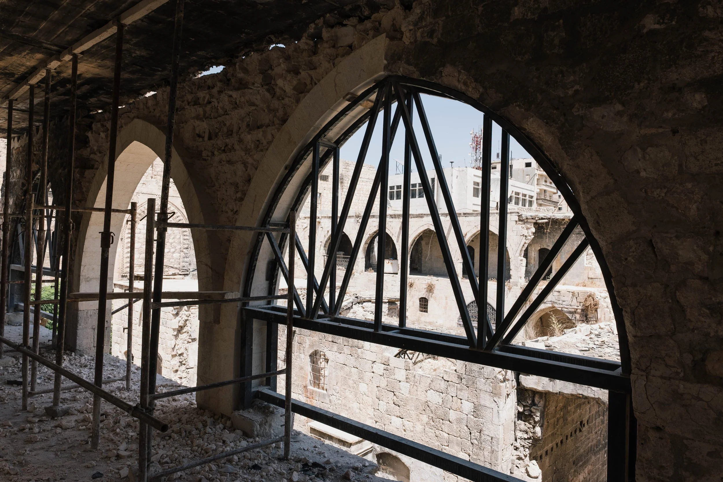  A series of arches being restored by the Aga Khan Trust for Culture in the Khan El-Sabun (Khan of the Soap). The plan is to restore the whole Khan by 2027.  