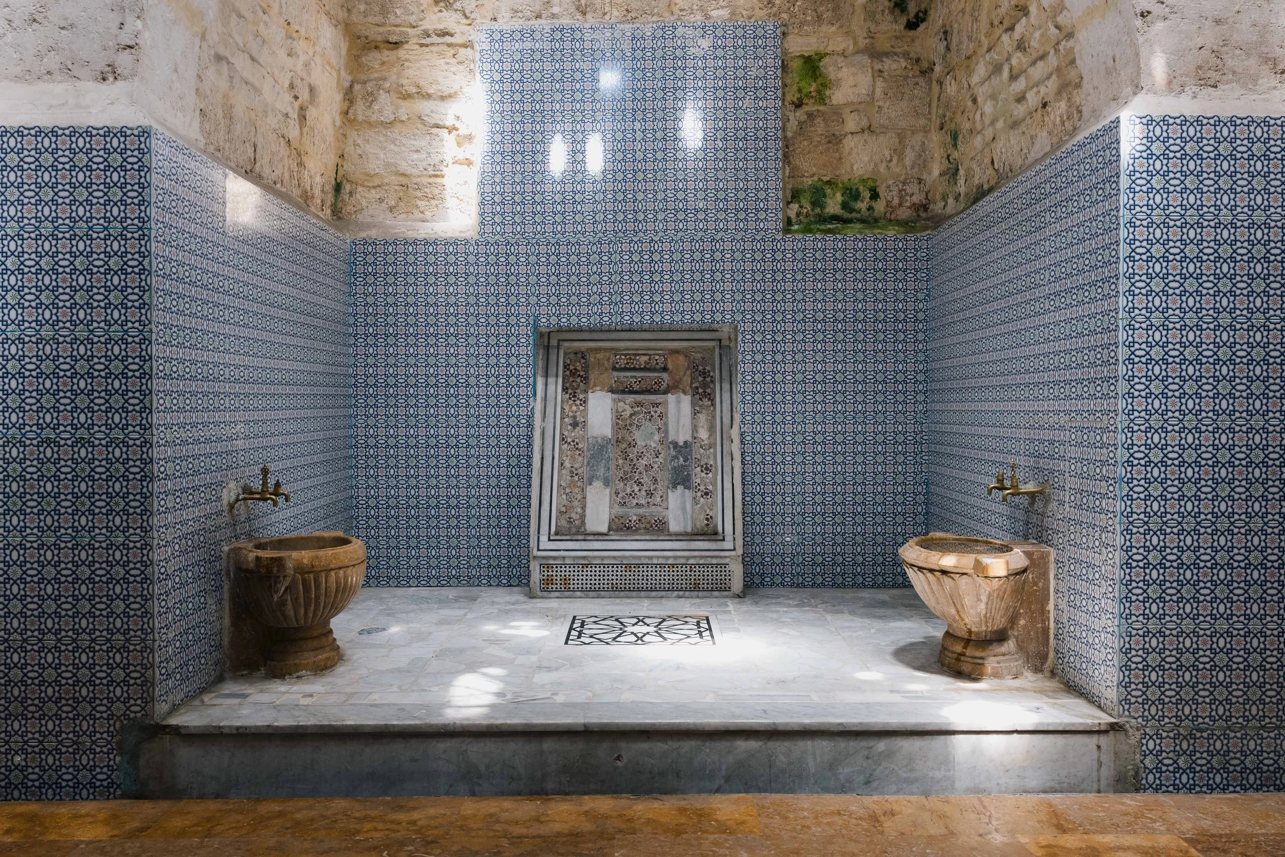  Here the hammam integrates ancient basis with more modern tiling 