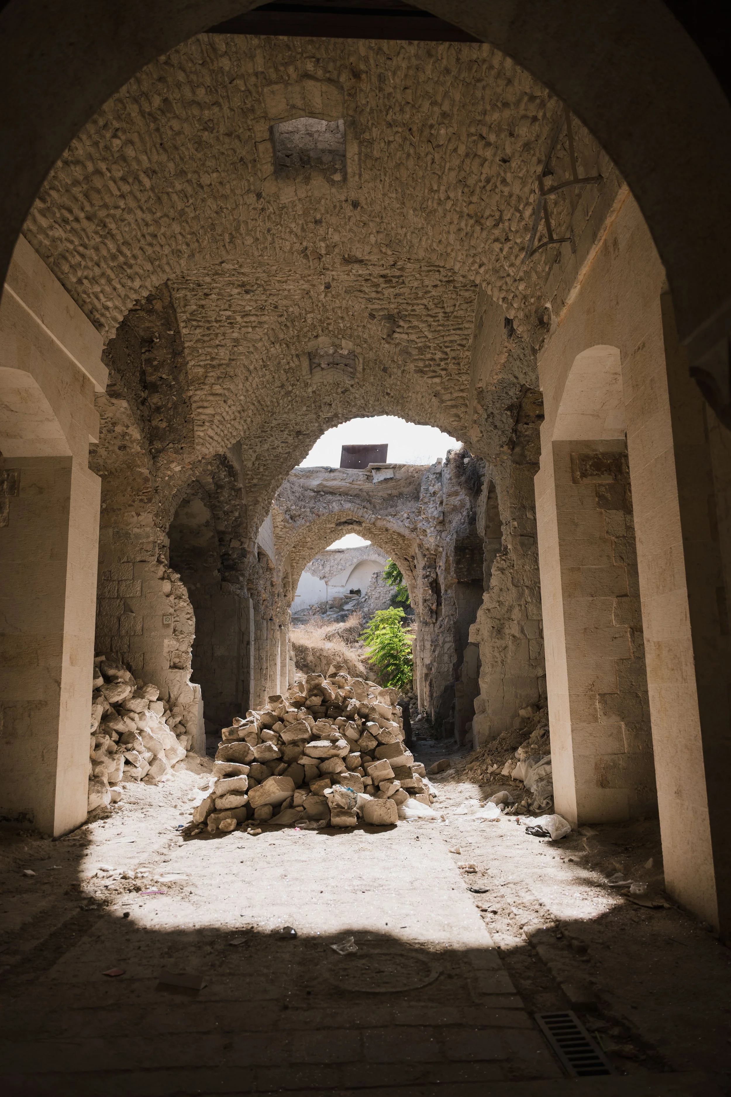  Slowly the rubble is being collected and organised, some can be reused as part of the reconstruction 