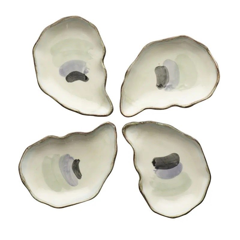 Small Seaside Oyster Plate - Set of 4