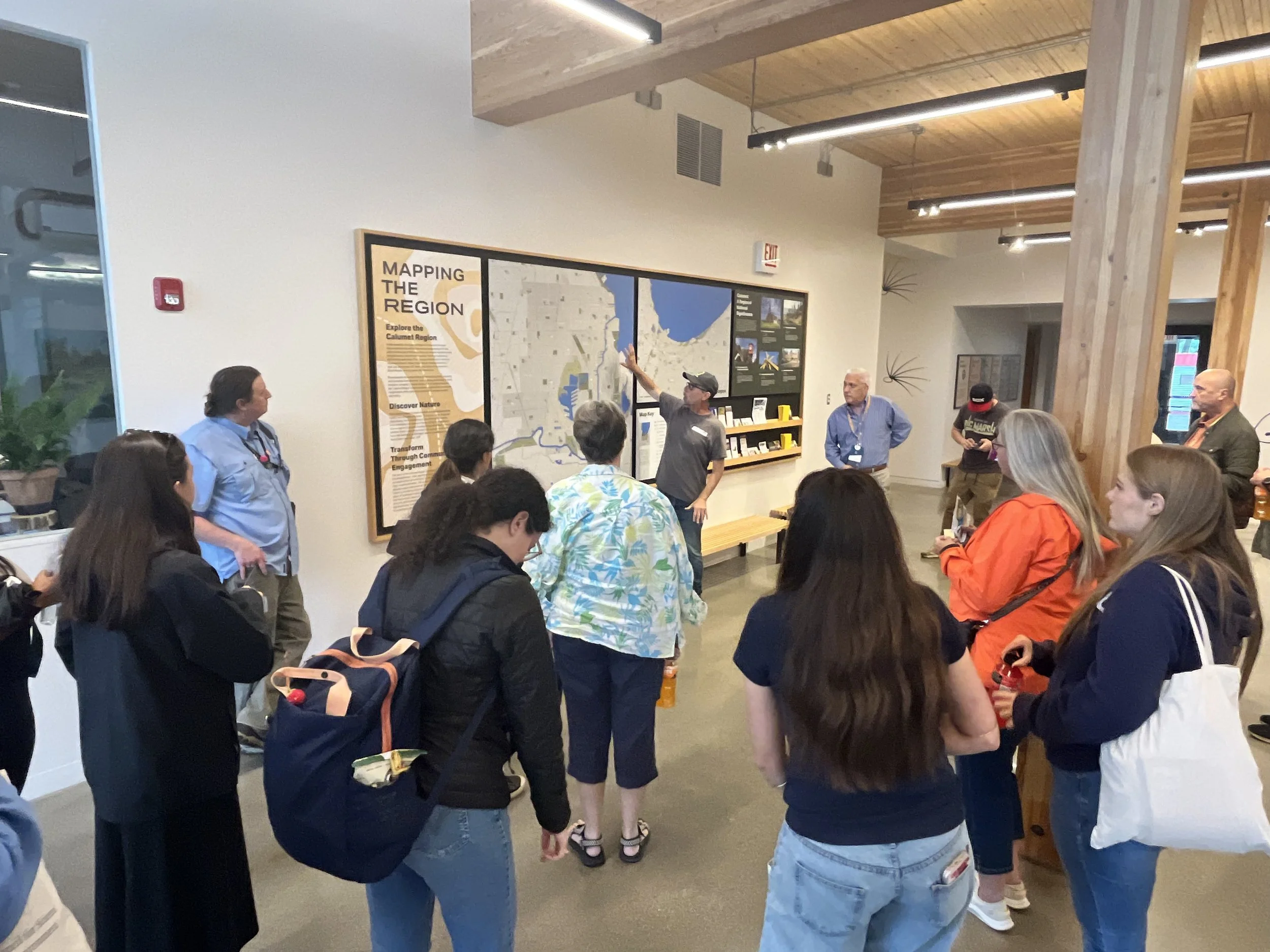 Stephen Bell of Chicago Parks District share insights with SRI Congress excursion participants in June 2025 at the Ford Calumet Environmental Center.