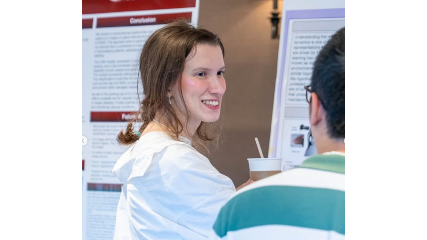 Anhelina Morhai, undergraduate summer researcher, presents research at the NITMB MathBio Convergence Conference in August 2025.