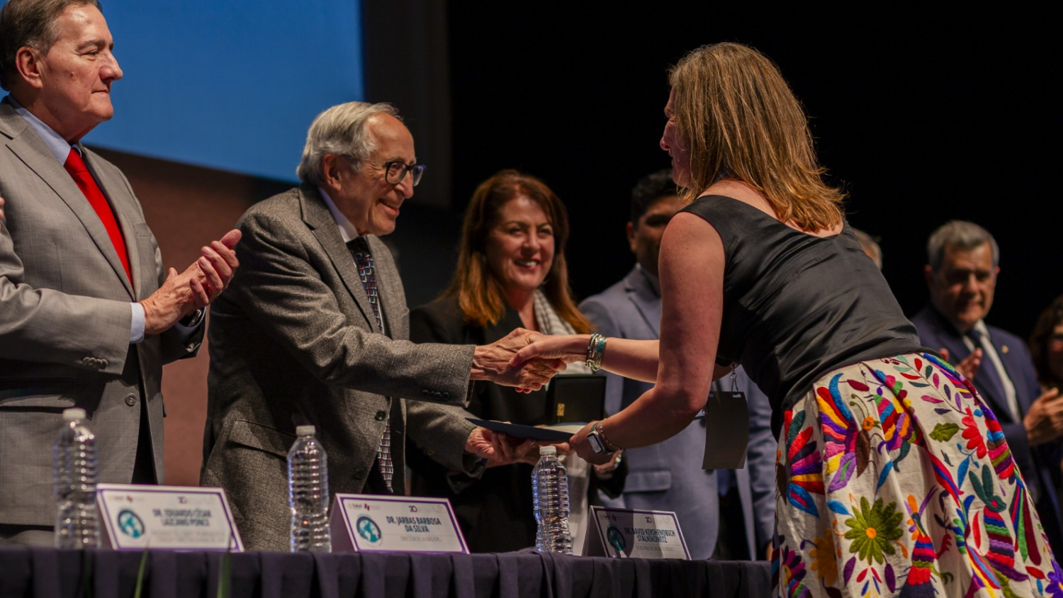 Sera Young receives the “Champions of Health” Award from Mexico's National Institute of Public Health in Cuernavaca, Mexico on March 4, 2025.