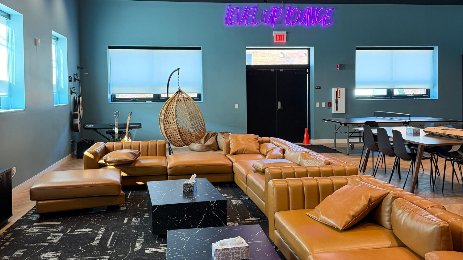 A teen lounge area within Upward Community’s building