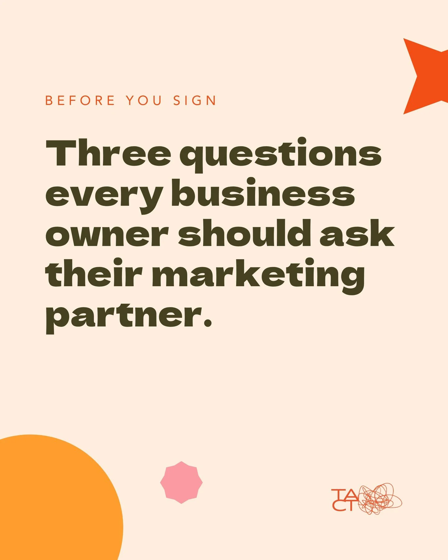 🚩 🚩 🚩 Before you sign another marketing contract, ask these three questions.⁠
⁠
If the answers are vague, that's your answer.⁠