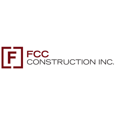 FCC Construction Inc. logo with a red square outline and a red letter 'F' inside, alongside the company name in red and black text.