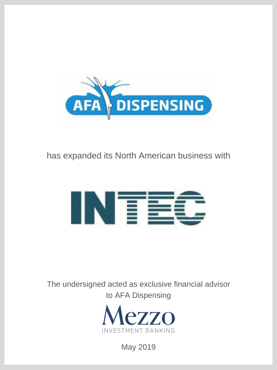 AFA Dispensing expanded its North American business with INTEC; Mezzo served as advisor to AFA Dispensing