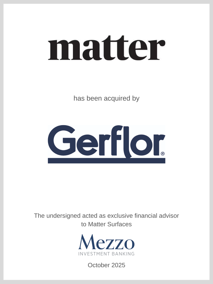 Matter Surfaces has been acquired by Gerflor; Mezzo served as financial advisor to Matter Surfaces