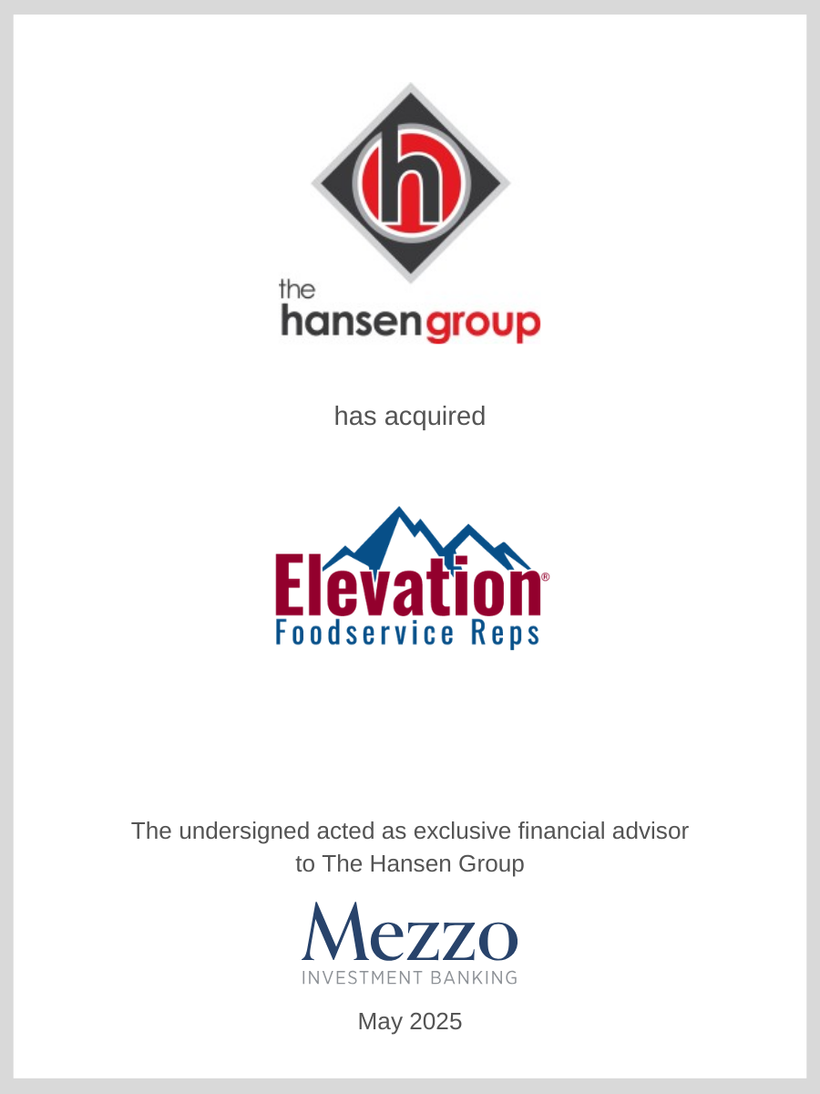 The Hansen Group acquired Elevation Foodservice Reps; Mezzo served as advisor to The Hansen Group.
