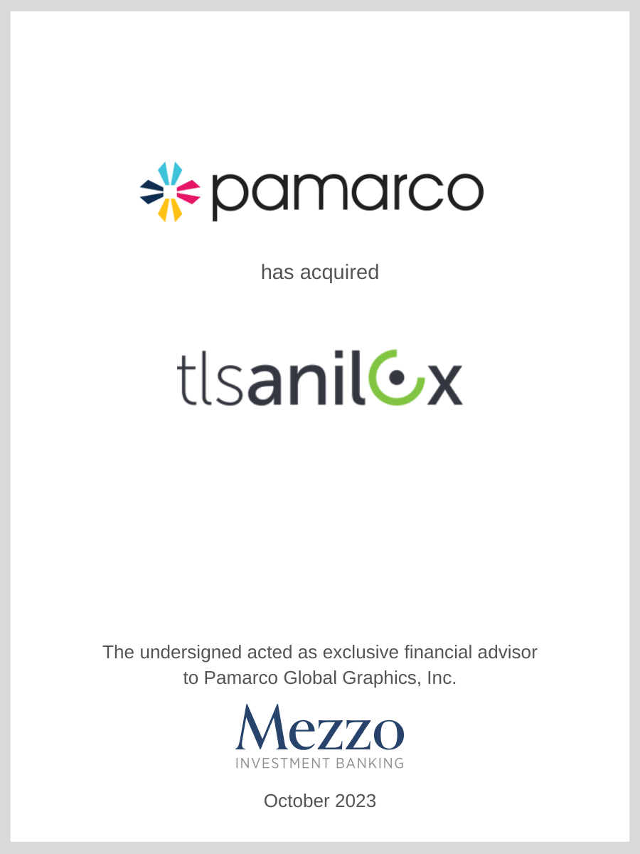 Pamarco has acquired TLS Anilox; Mezzo served as advisor to Pamarco Global Graphics, Inc.