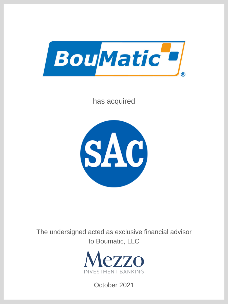 BouMatic has acquired SAC Group; Mezzo served as advisor to BouMatic, LLC. 