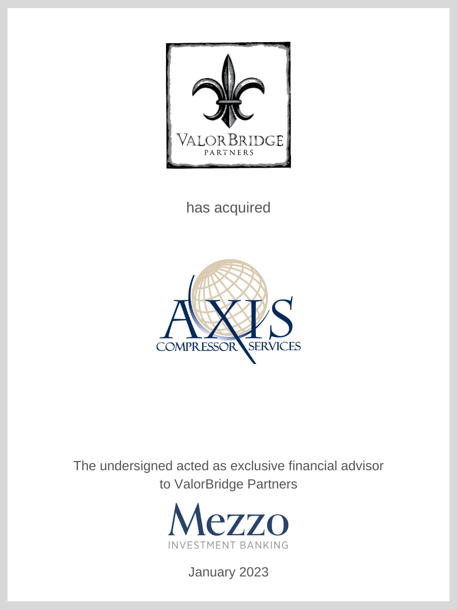 ValorBridge Partners has acquired Axis Compressor Services; Mezzo served as advisor to ValorBridge Partners