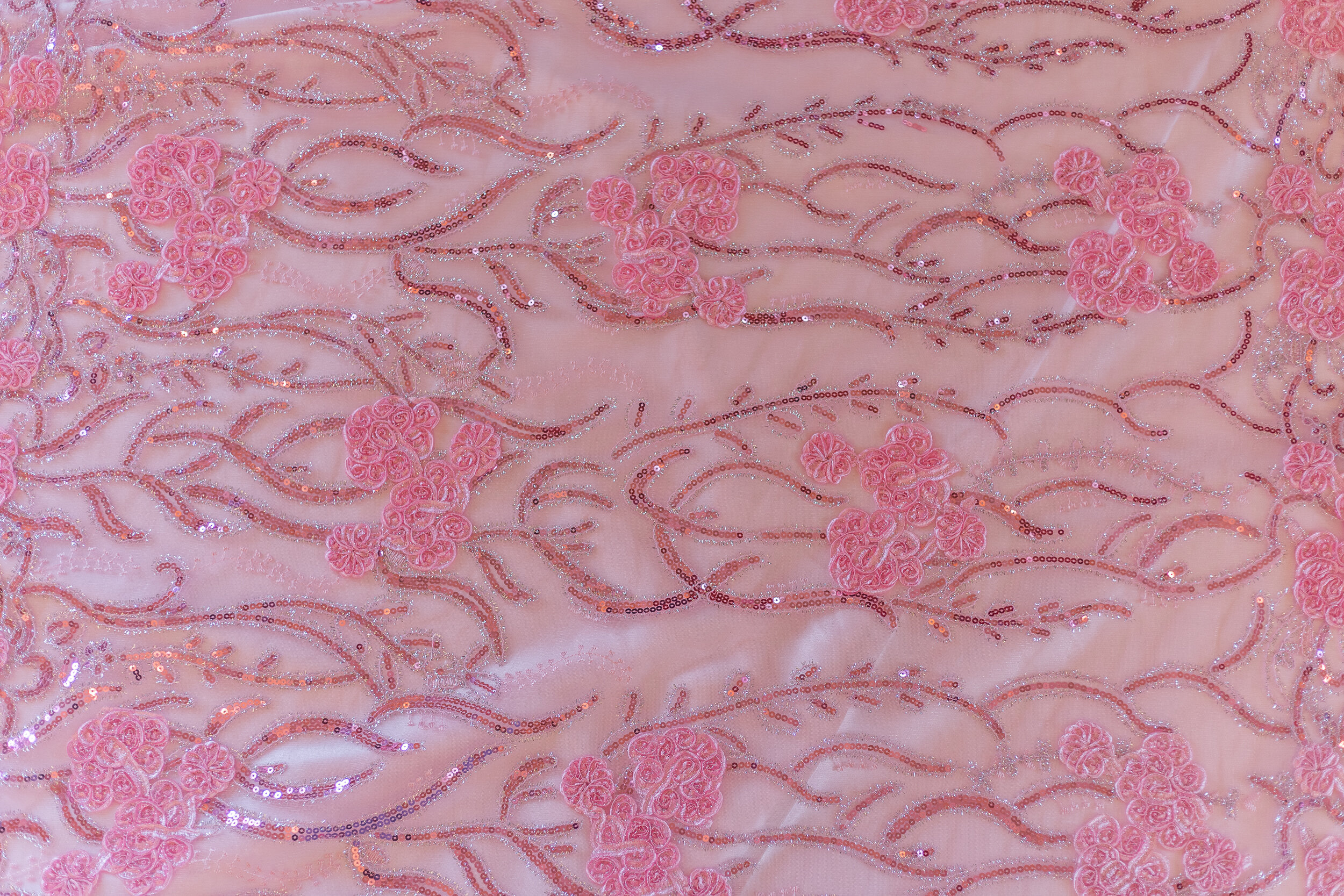 Tickle Me Pink Embroidered Overlay