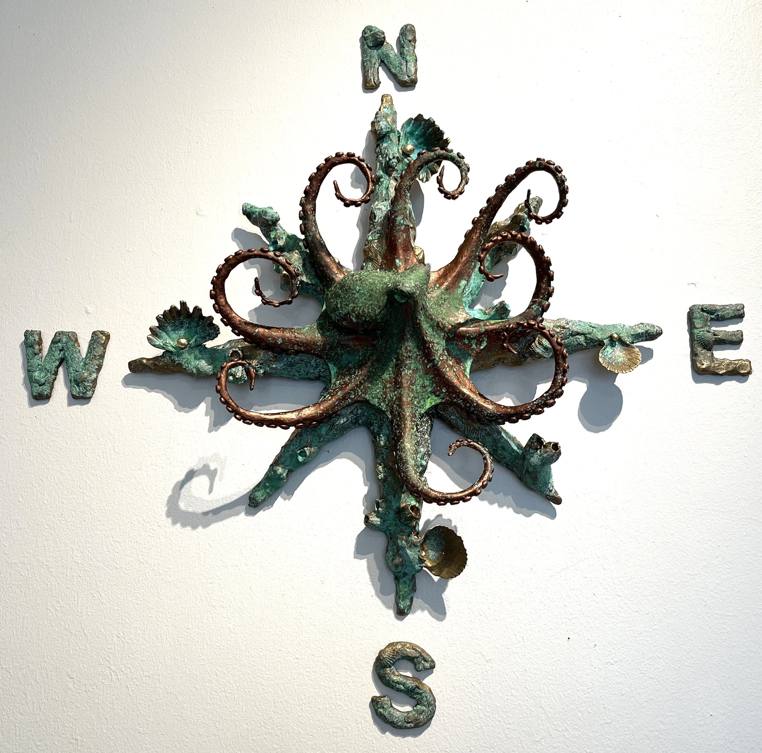 Small Patina Octopus Compass